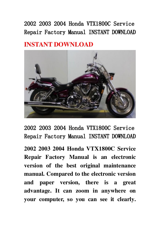 2016 Honda Vtx 1800c Repair Manual